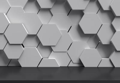 White hexagons 3D
